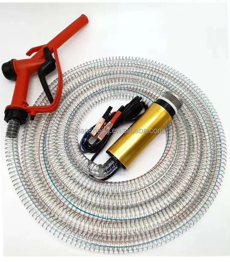 DC 12V/24V Car Electric Oil Pump Refueling Gun Combination Set Electric Submersible Pump Oil Hose Submersible Fuel Pump