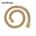 AC004 13mm Alloy Crystal Cuban Link Chain Hip Hop Chain Necklace Jewelry Iced Out Bling Bling