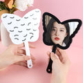Eyelash Print Handheld Vanity Makeup Mirror Portable Butterfly Lash Salon Mirror