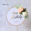 Iron Acrylic Flower Happy Birthday Festive Party Cake Topper Cupcake Dessert Decor Supplies