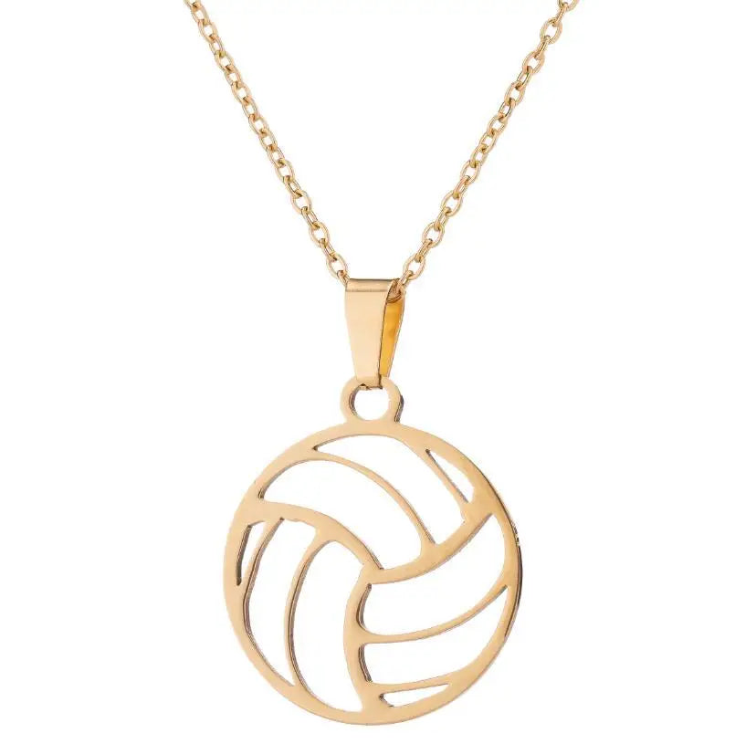 New Arrival Sports Accessories Stainless Steel Collarbone Chain Hollow Volleyball Pendant Necklace Gifts for Women