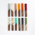 Natural Wood Resin Rectangle Bar Charms Bohemian DIY Earrings Pendants Wooden Pieces for Statement Jewelry Making Findings