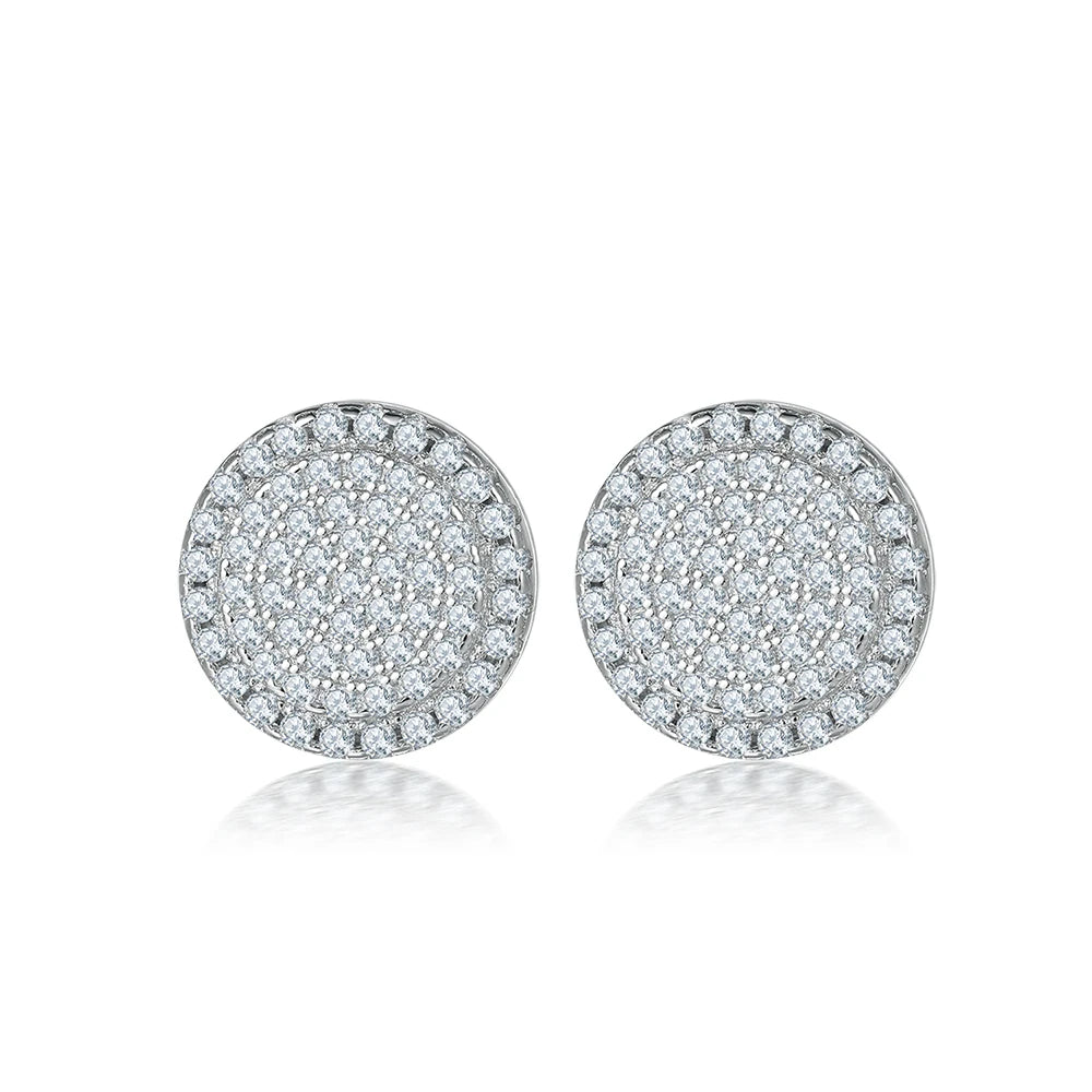 Hot Sale Classic Jewelry White Cz Circle Shaped Stud Earrings for Women