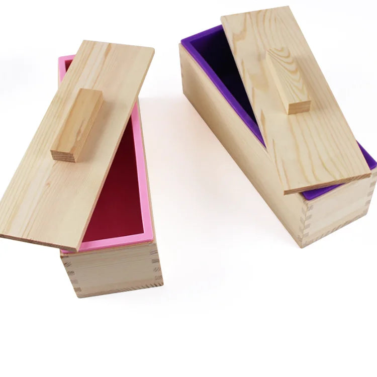 Wholesale 1200ml DIY Soap Candle Bread Mold Rectangular Loaf Soap Making Tool Wooden Soap Mold With Silicone Liner