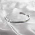 Brushed Silver Open Cuff Bangle Engraved "Purpose" Message Personalized Unisex Jewelry MegaBDM