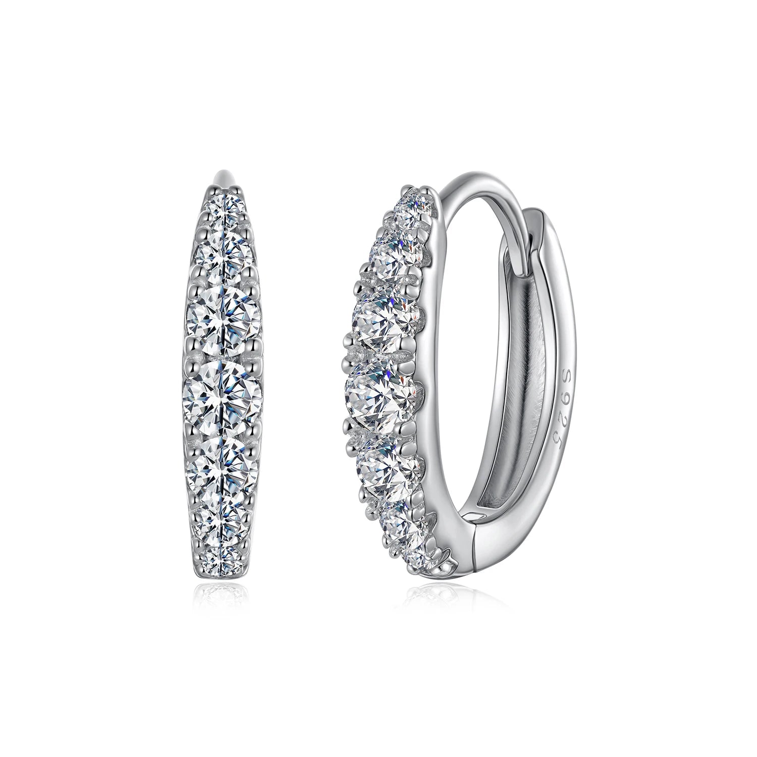 Pass Diamond Tester 18K White Gold Plated 925 Sterling Silver Vvs Moissanite Cuff Ear Rings Hoop Huggie Earrings for Women