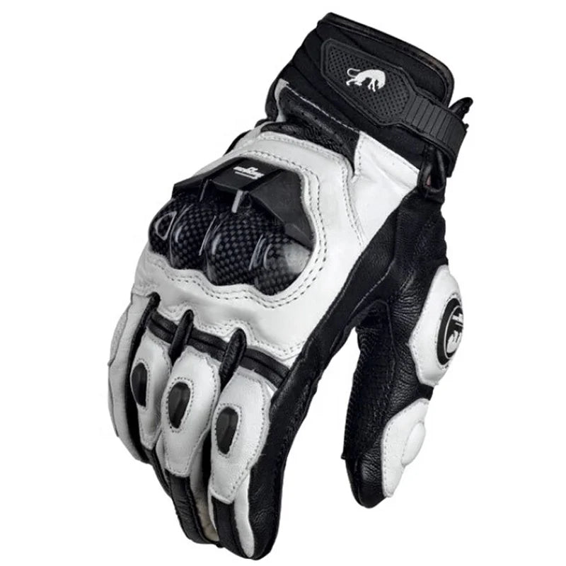 Motorcycle Gloves Black Racing Genuine Leather Motorbike White Road Riding Team Glove Men Summer Winter MegaBDM