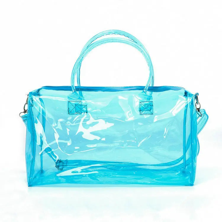 Custom Blue  Light Gym PVC Candy Casual Messenger Crossbody Mountain Design Waterproof Outdoor Travel  Sport Bag for Men Women