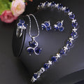 Three Two Piece Crystal Zircon Rings Bride Wedding Fashion Jewelry Zircon Earrings and Necklace Sets for Little Girls