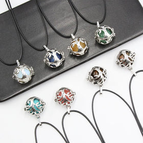 Wholesale Crystal Hollow-out Life Tree Pendant Necklace Three-dimensional Detachable Ball Necklace