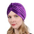 Wholesale Female Plain Knotted Ruffle Silky Satin Outdoor Daily Turban Headwrap for Hair Cover