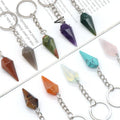 Natural Stone 7 Chakra Quartz Hexagonal Cone Eco-friendly Fashion Key Chain Pendulum Healing Energy Crystal Keyring Fengshui
