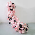 Wedding Decor Flower Pink Background Hanging Flower Curtain Row Silk Artificial Rose Flower Wall Runner