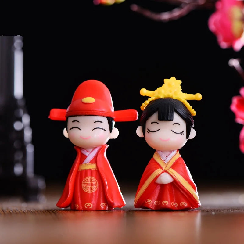 New Tang Costume Couples Doll Wedding Cake Decoration Chinese Style Antique Lovers Figurine