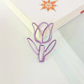 Gold Purple Paper Clip Tulip Flower Shaped Bookmark Stationery for Diy Diary Album Office Student Marking Clips