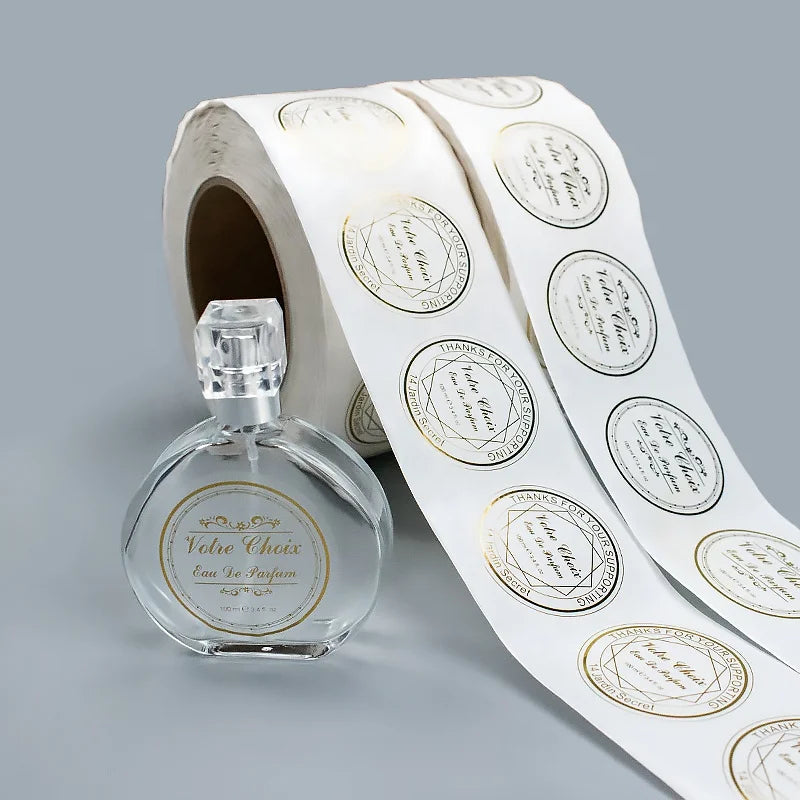 Perfume Label Custom Printing Waterproof Oil-resistant Self Adhesive Round Transparent Label for Cosmetic Perfume Labels Sticker