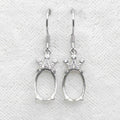 Sterling Silver 8*10mm Semi Mount Hook Earrings Empty Support Blank Claws Setting S925 Base Without Center Stone for DIY Inlay