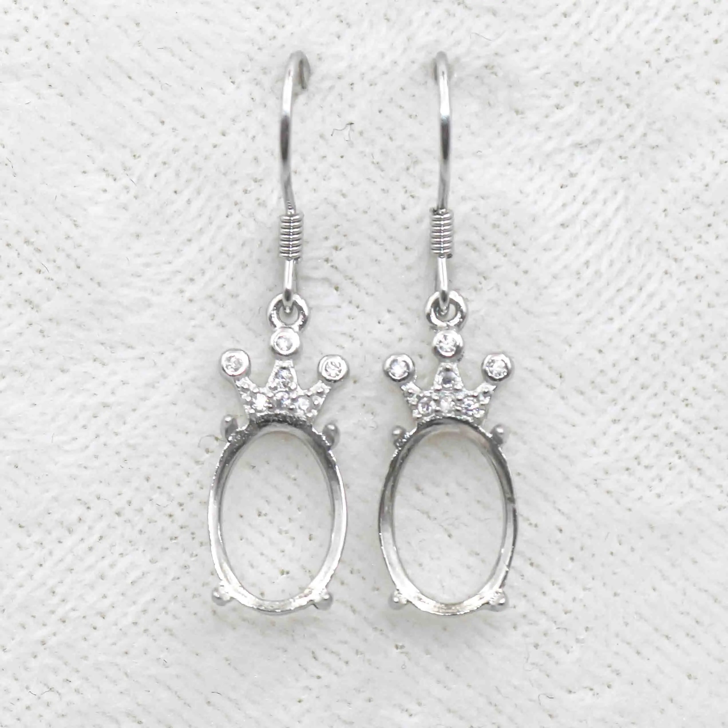 Sterling Silver 8*10mm Semi Mount Hook Earrings Empty Support Blank Claws Setting S925 Base Without Center Stone for DIY Inlay