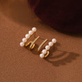 Natural Freshwater Pearl Double Cc Designer Earrings Pvd 18k Gold Plated Rhinestone Stainless Steel Huggie Earrings