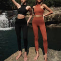 High Waist Workout Running Fitness Suit Women Leggings and Top Set Wholesale Sportswear Yoga Gym Set