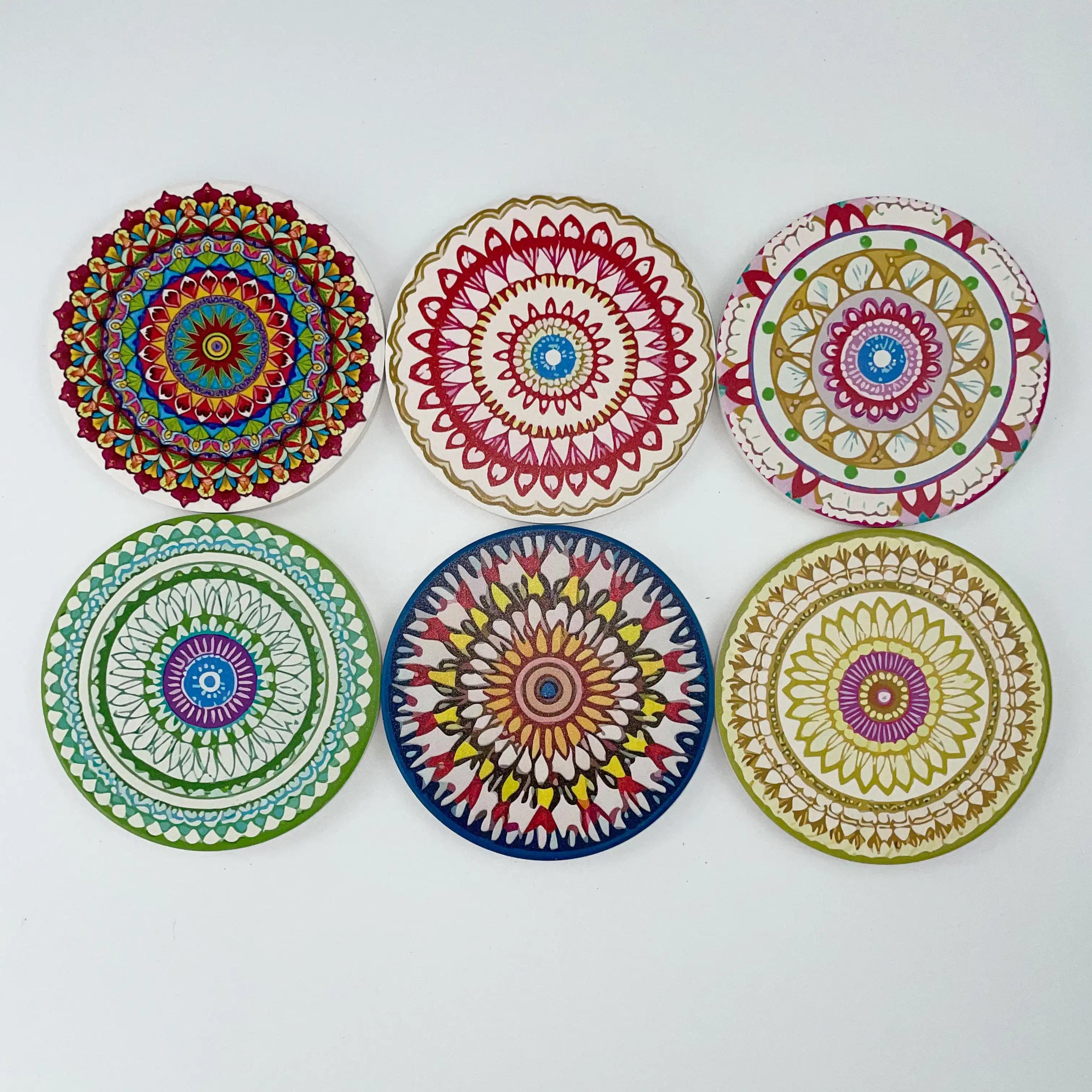 Unglazed Ceramic Coasters UV Printing Wholesale Holder Available Round 10.3cm Coasters for Souvenir Gifts