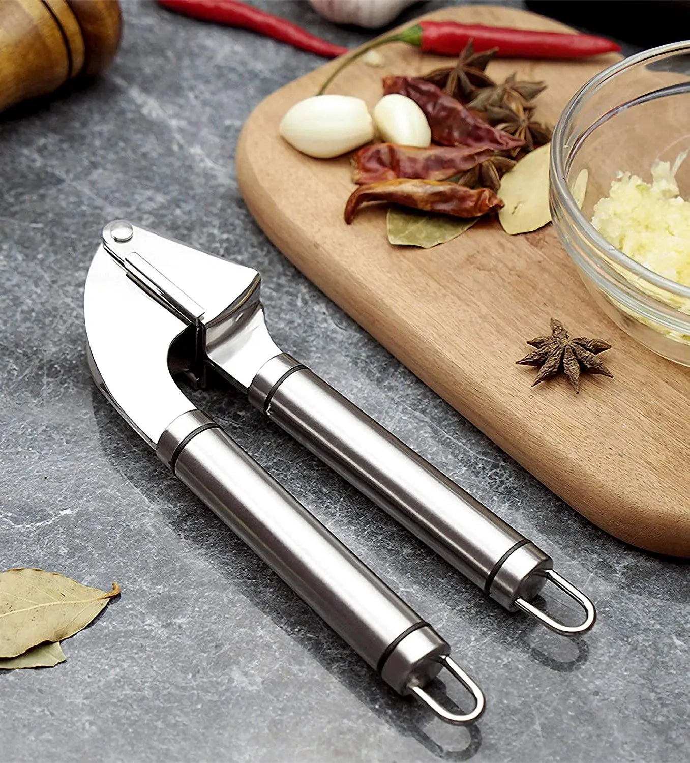 Stainless Steel Manual Garlic Paste Press Clip Metal Garlic Mincer Crusher for Cooking Use