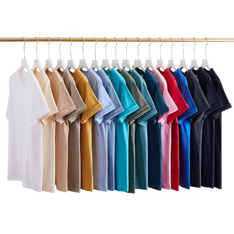 High Quality Men and Women Solid Plain Blank T Shirt 220G Heavy 100% Pure Cotton Short Sleeve T-shirt