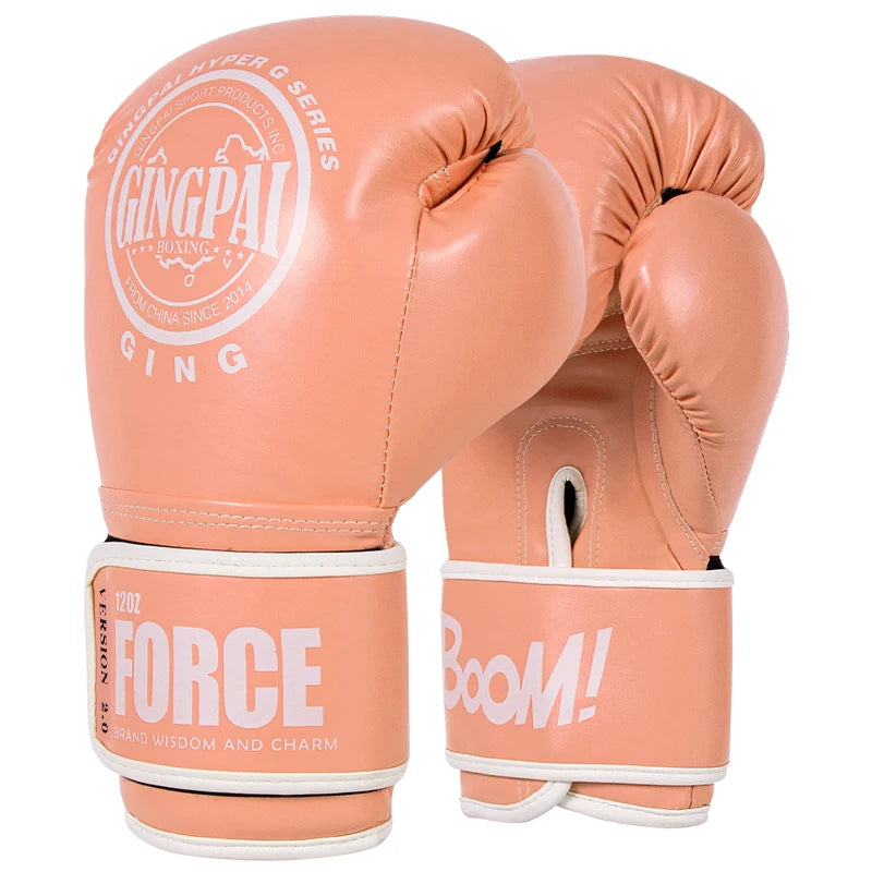 Women/Men 10oz Leather Waterproof Kick Boxing Gloves Breathable Hand Grips for MMA/Sanda/Karate/Muay Thai Training