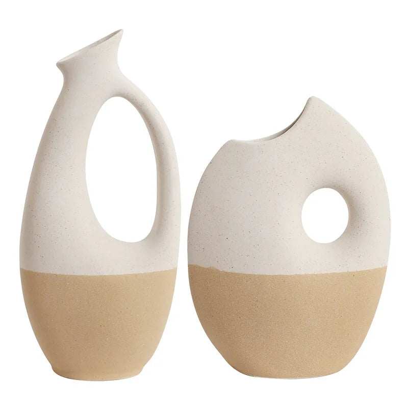 Maca Nordic Design Ceramic Frosted Vase Oblique Mouth Fish Feature Creative Flower Container for Home Decor Matt Glaze Wholesale