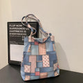 Retro Plaid Large Capacity Women's Shoulder Bag Fashion Canvas Ladies Shopping Bags Simple Vintage Female Handbag Tote Purse