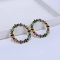 Gold Plated Large Crystal CZ Hoop Earrings Colorful Glass Rhinestone Big Dangle Jewelry for Ladies for Wedding