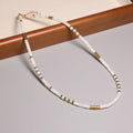 Natural Shell Pearl Abacus Stone Beaded Necklace Choker for Women Minimalist Fashion 14k Gold Plated Copper Beaded Necklace