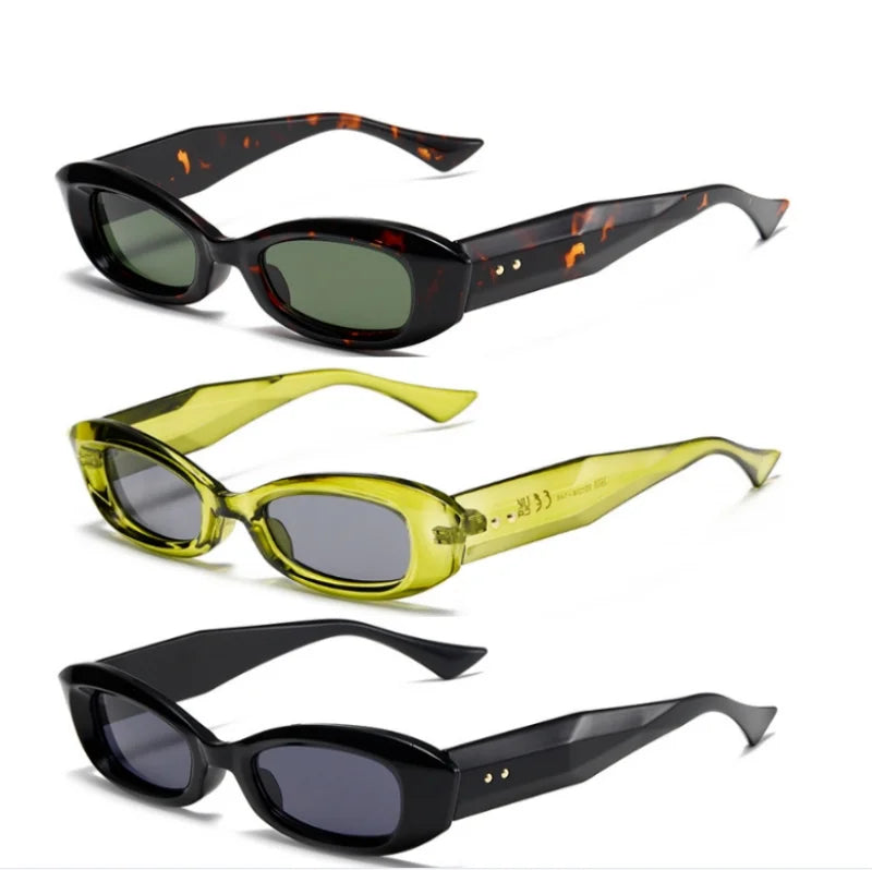 Fashion Adult Creative Oval Shade Sunglasses Green Multi Colors Irregular Trendy Small Irregular Shape Frame Outdoor Sunglasses