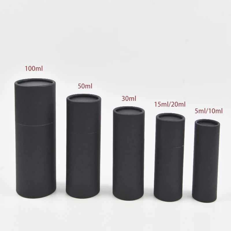 Ready Ship Hair Beard Essential Oil Serum Glass Dropper Bottle Recyclable Matte Black Kraft Paper Tube Cardboard Cylinder Box