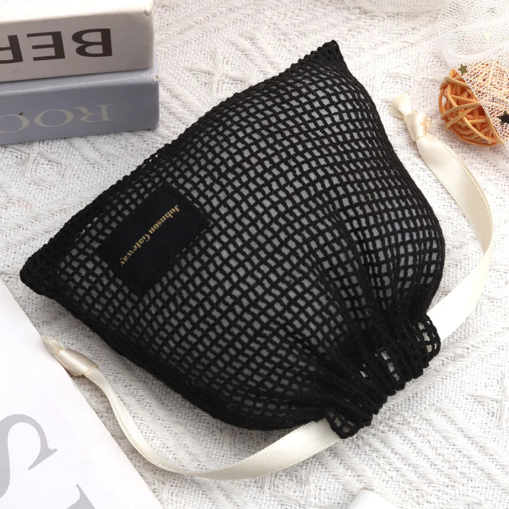 Custom Logo Printed Reusable Cotton Mesh Soap Bag Natural Drawstring Gift Soap Cosmetic Packaging Cotton Mesh Pouch