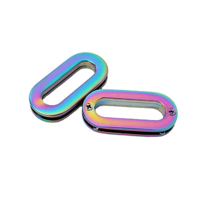 Custom Metal 5mm 6mm 8mm 10mm 12mm Round Oval Zinc Alloy rainbow Gold Rings Top Screw in Grommet Eyelets for Handbag/bag