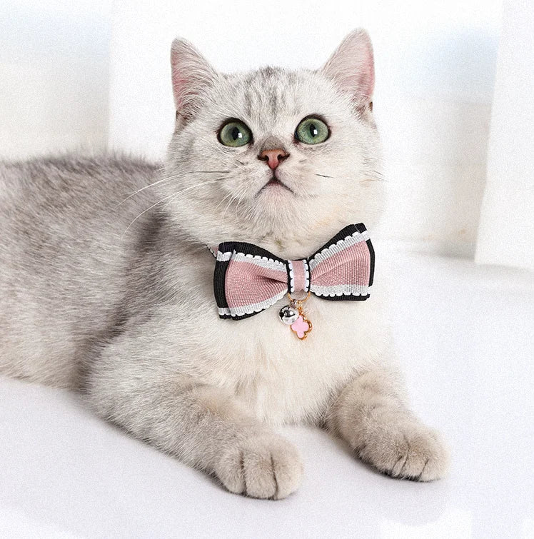 Pet Christmas Clothes Bell Bow Collar for Small Dog Cute Bow Tie Bowknot Cat Collars Pet Collars