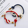 Adjustable Handmade Cute Chain & Link Wrap Bracelet with Heart Knot Design Braided Rope Women's Anniversary Jewelry