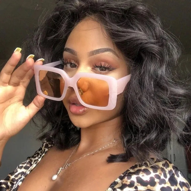 Logo Custom 2025 Fashion Gradient Sun Glasses UV400 Shades Oversized Square Sunglasses Women