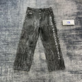 DENIMGUYS Vintage High Street Mens Allover Digital Printing Screen Print Jeans Baggy Multiple Seams Embroidery Jeans for Men