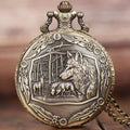 Winter Is Coming Wild Wolf Pocket Watch with Necklace Chain Quartz Analog Locket Watch Pendant for Men Gift