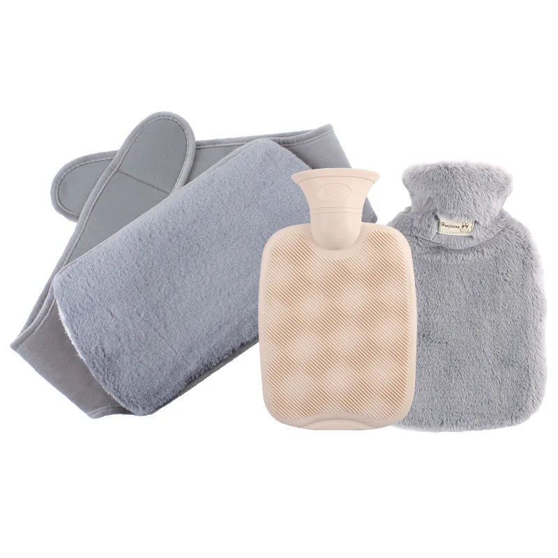 Set of 3 Hot Water Bottle Rubber Hot Water Bag With Soft Waist Cover Water Bag Pouch for Keeping Warm