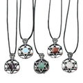 Sterling Silver Double Layer Diamond Pendant Necklace Cut Crystal Hexagram Star David Star Shield Stainless Steel Jewelry