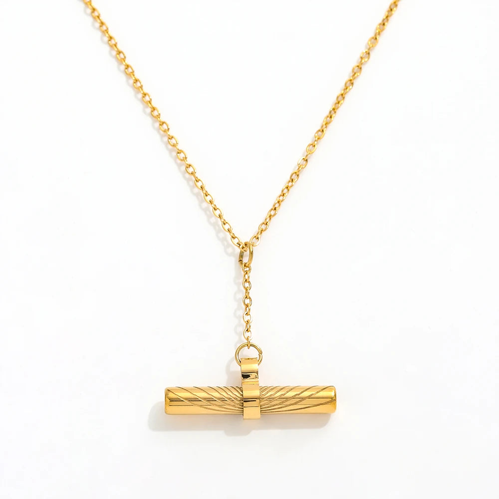Joolim Link Chain Simple Toggle Bar Stainless Steel Pendant Necklace Jewelry Wholesale 2022 Jewelry