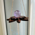 Wholesale Rainbow Sun Catcher Suncatcher Natural Crystal Sphere Lotus Wood Holder for Home Decoration