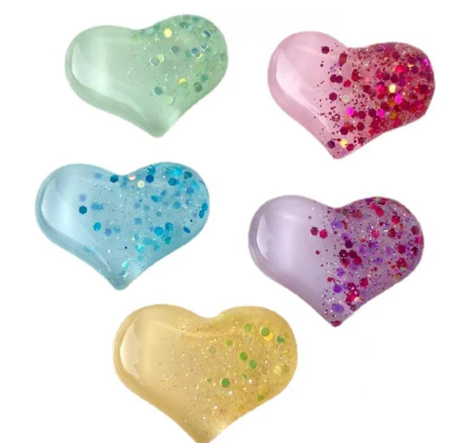 Assorted Color Kawaii Glitter 36mm Heart Flat Back Resin Cabochon for Phone Decoration Hair Bow Diy Slime Charm