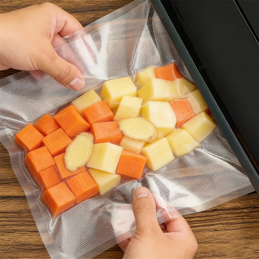 Transparent PA PE Vaccum Packing Plastic Embossing Frozen Food Sealer Seal Vacuum Bag