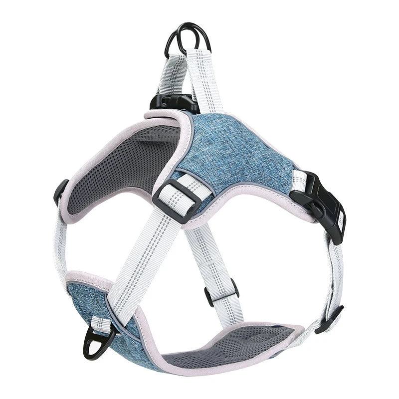 Pet Reflective Nylon Dog Harness No Pull Adjustable Padded Dog Cat Chest Harness Vest Lead Walking Running Dog Harness MegaBDM