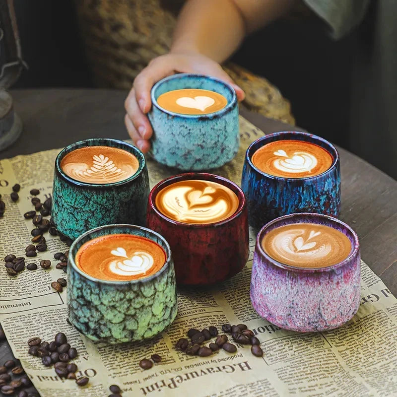Hot Sale Painted Colorful Glazed Arabic Ceramic Coffee Cup Ceramic Kung Fu Espresso Tea Cup Ceramic Kung Fu Espresso Tea Cup