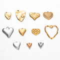 Stainless Steel Irregular Metal Gold Heart Pendant DIY Charms for Necklace Collar Earrings Jewelry Accessories for Party Wear